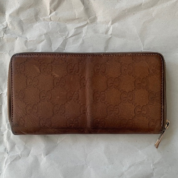 Gucci Guccissima Wallet Women’s Natural Brown Leather Bamboo Tassel Zip Around - Picture 1 of 15
